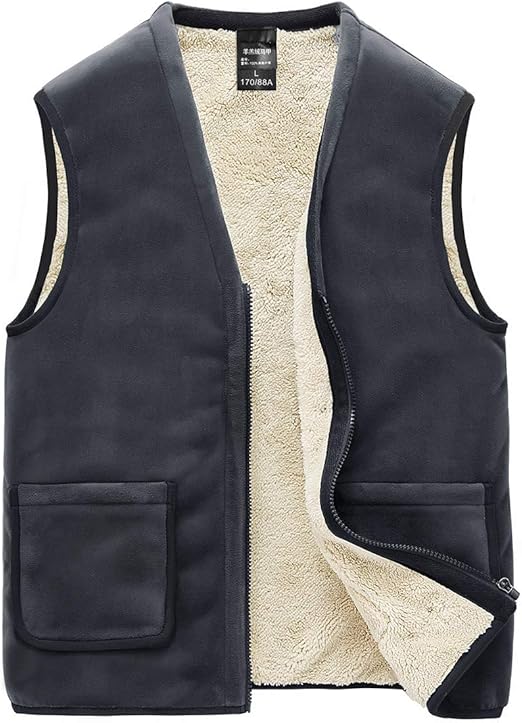AIEOE Heren fleecevest met teddybont warm gevoerd herenvest winter gilet mouwloze jas, grijs, S