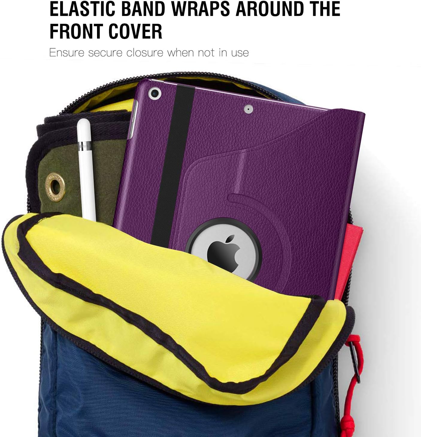 TiMOVO Case for New iPad 7th Generation 10.2" 2019, 360 Degree Rotating Stand Leather Protective Cover, Smart Swivel Case with Auto Sleep/Wake Fit iPad 10.2-inch Retina Display - Purple
