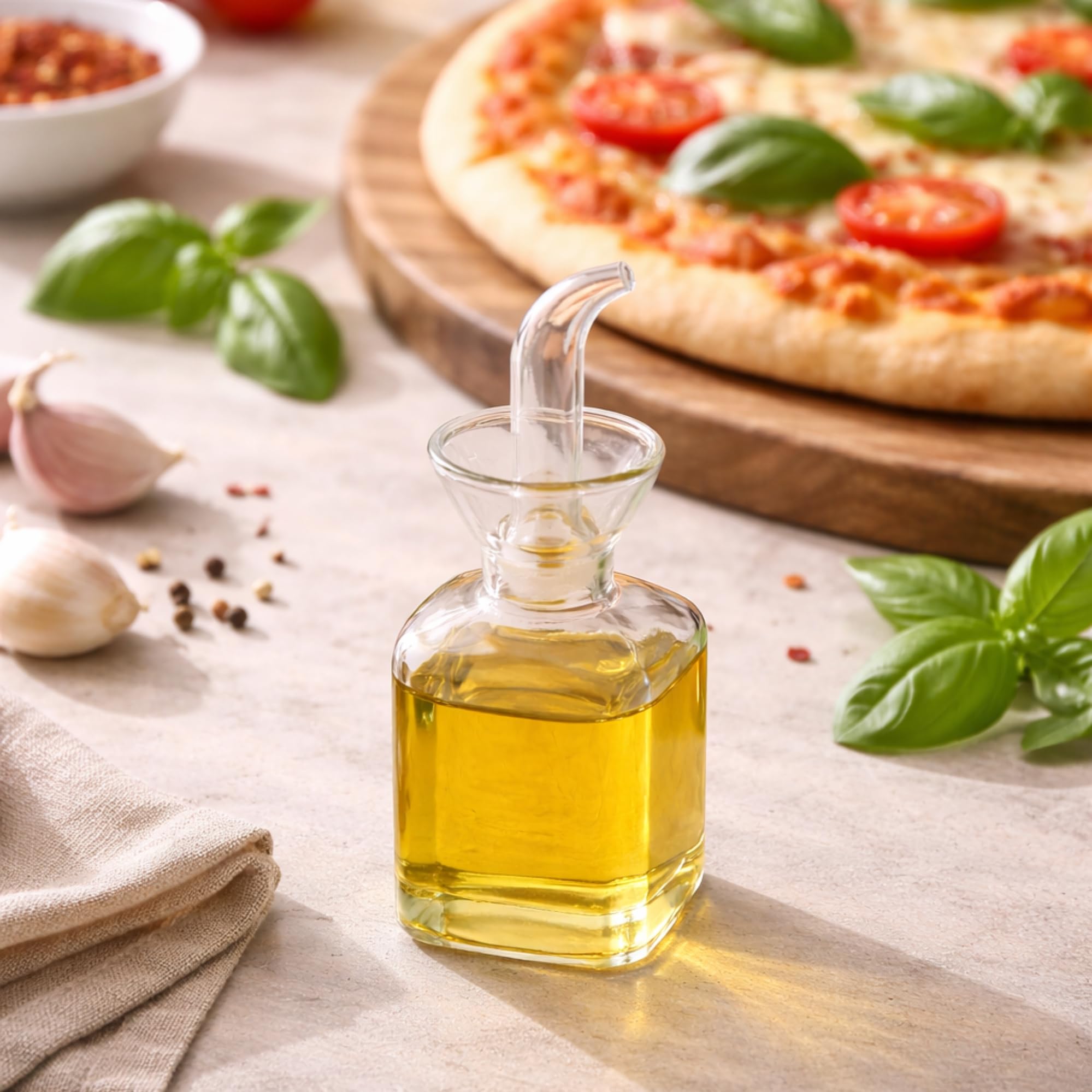 Eden & Willow Small, 1Pcs Glass Olive Oil Bottle, Vinegar Cruet Bottle For Kitchen, Cooking Oil Dispenser With Non-Drip Spout (Small, 1Pcs)