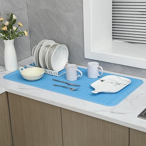 Miniatura 253 de Tapete de silicona para secado de platos para múltiples usos, fácil de limpiar, ecológico, resistente al calor, tapete de silicona para encimera