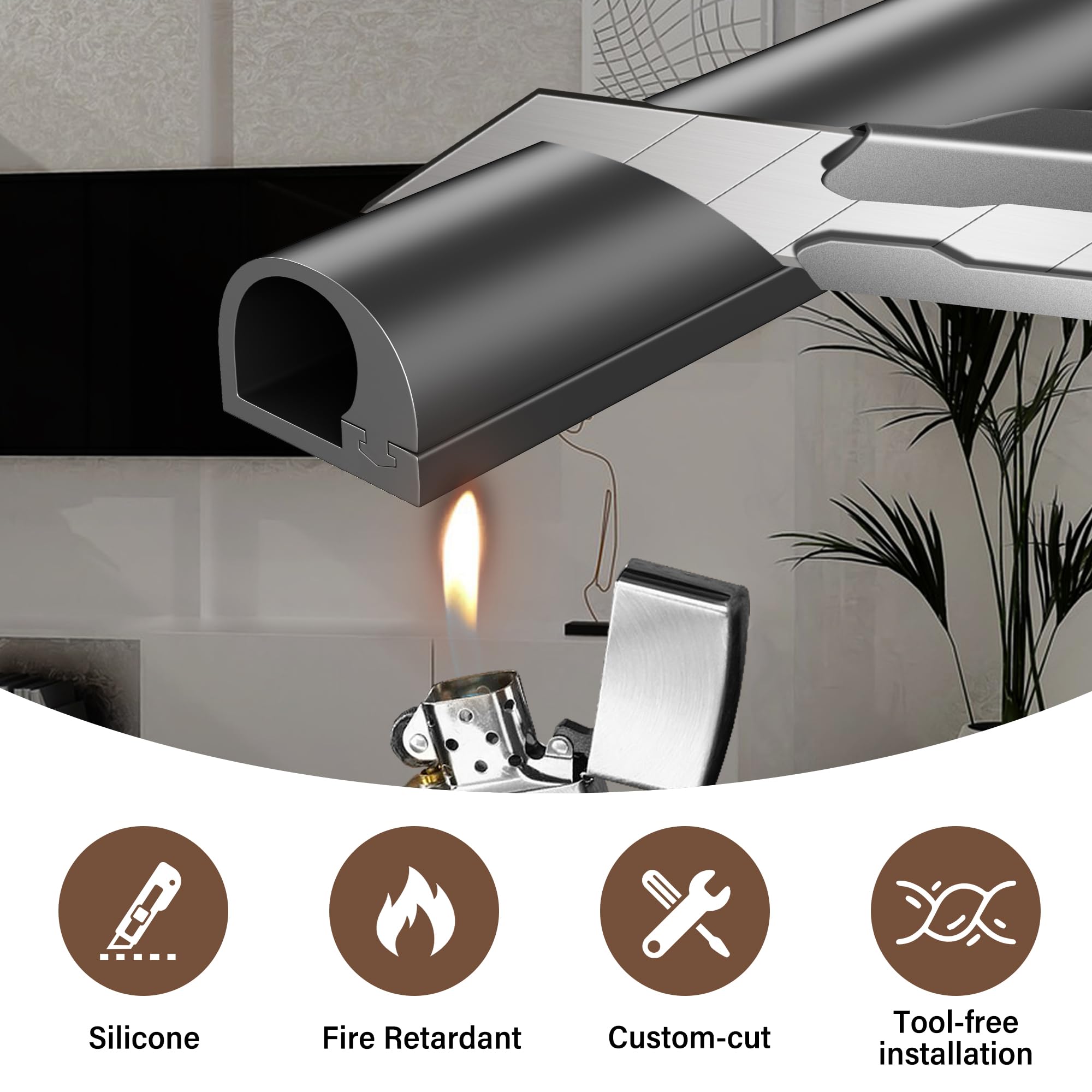 Kabelkanal selbstklebend 4m– Flexibler Silikon Kabelkanal für 1 Kabel (15x12 mm) – Kabelabdeckung für Wand, TV & Schreibtisch – schneidbar & überstreichbar (Schwarz)