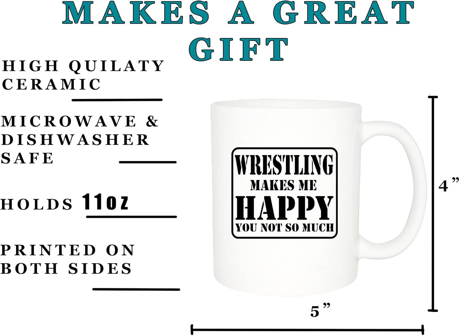 Rogue River Tactical Best Funny Coffee Mug Wrestling Makes Me Happy You Not So Much Novelty Cup Great Gift For Wrestler - Image 3