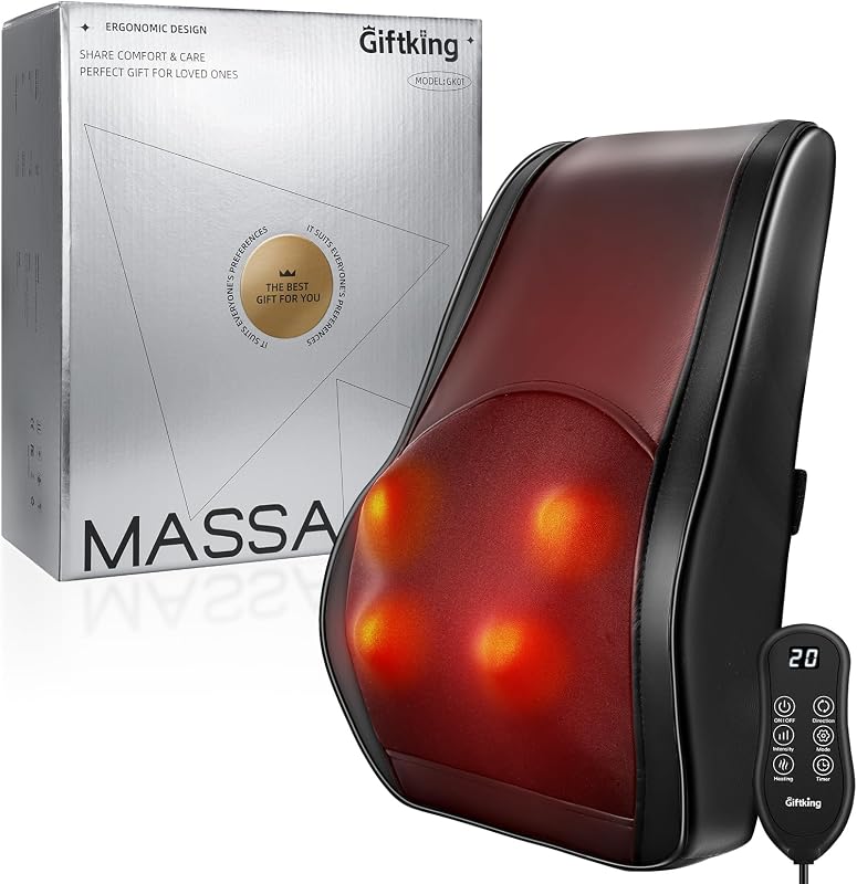 Neck Massager with Heat, Shiatsu Back and Neck Massagers, 3D Deep Tissue Massage Pillow for Back, Shoulder, Leg Pain Relief, Gifts for Mom Dad Wife, with Delicate Package & Card(Black)