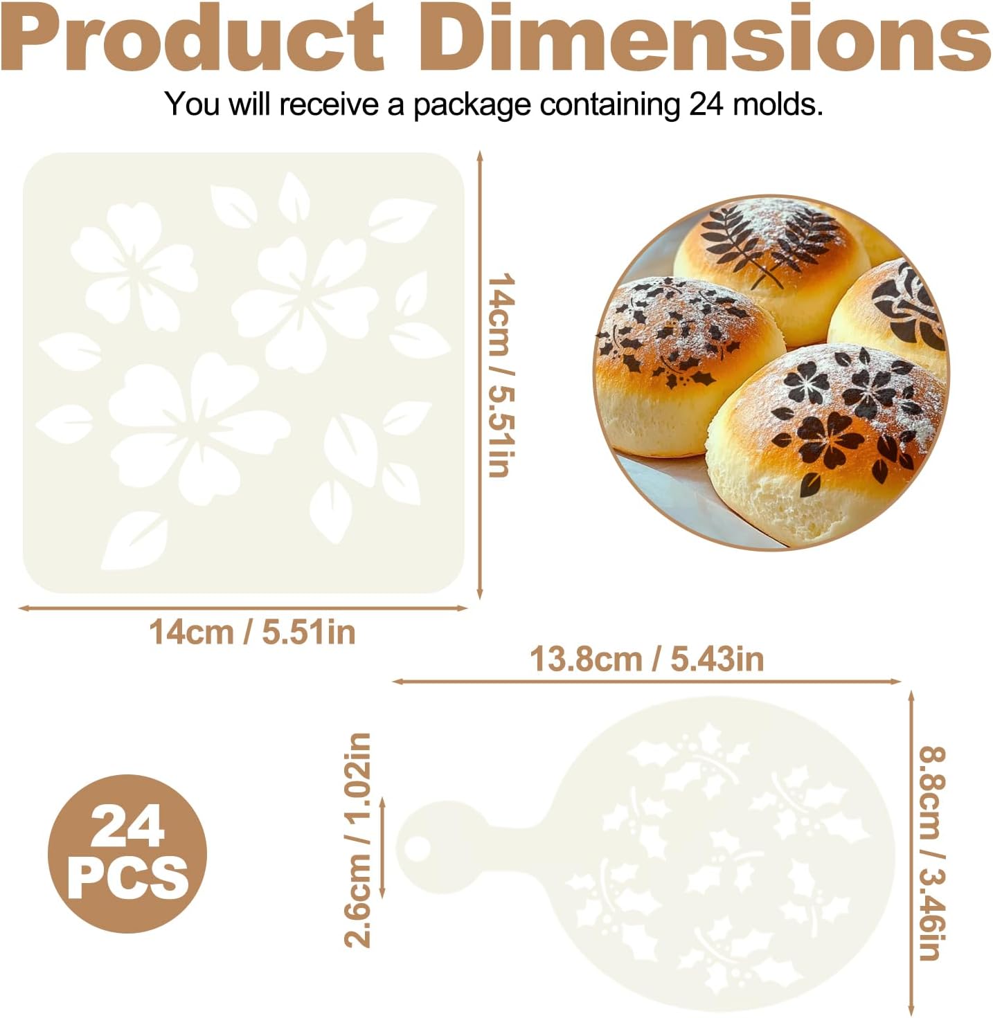 Cake Stencils, Baking Template, Bread Stencils for Sourdough, 24 Pieces