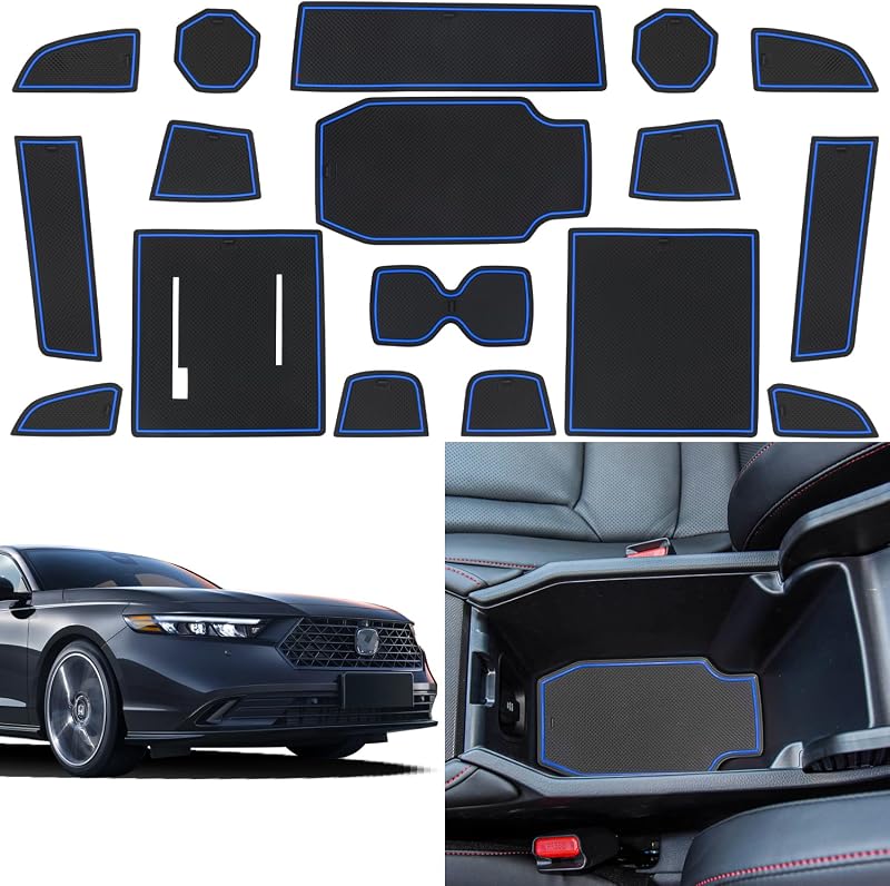 Kit de Revestimentos para Porta-Copos e Console Central ZOXOQ para Honda Accord 2023 a 2026, Borracha, Azul, 17 peças