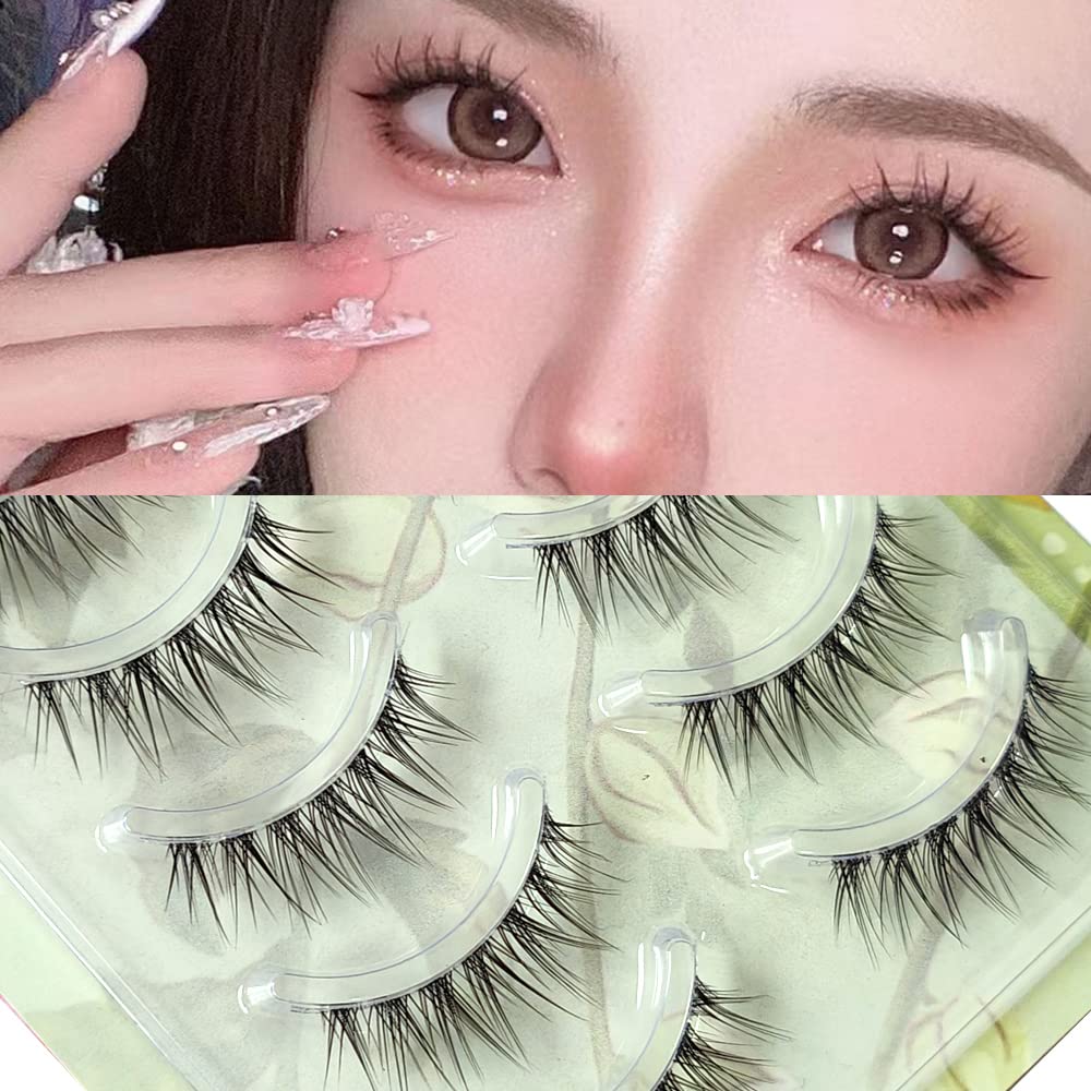 5 Pairs Natural Looking Fish False Eyelashes Set Invisible Band Fake Eye Lashes Soft Handmade Eyelash Extension Soft