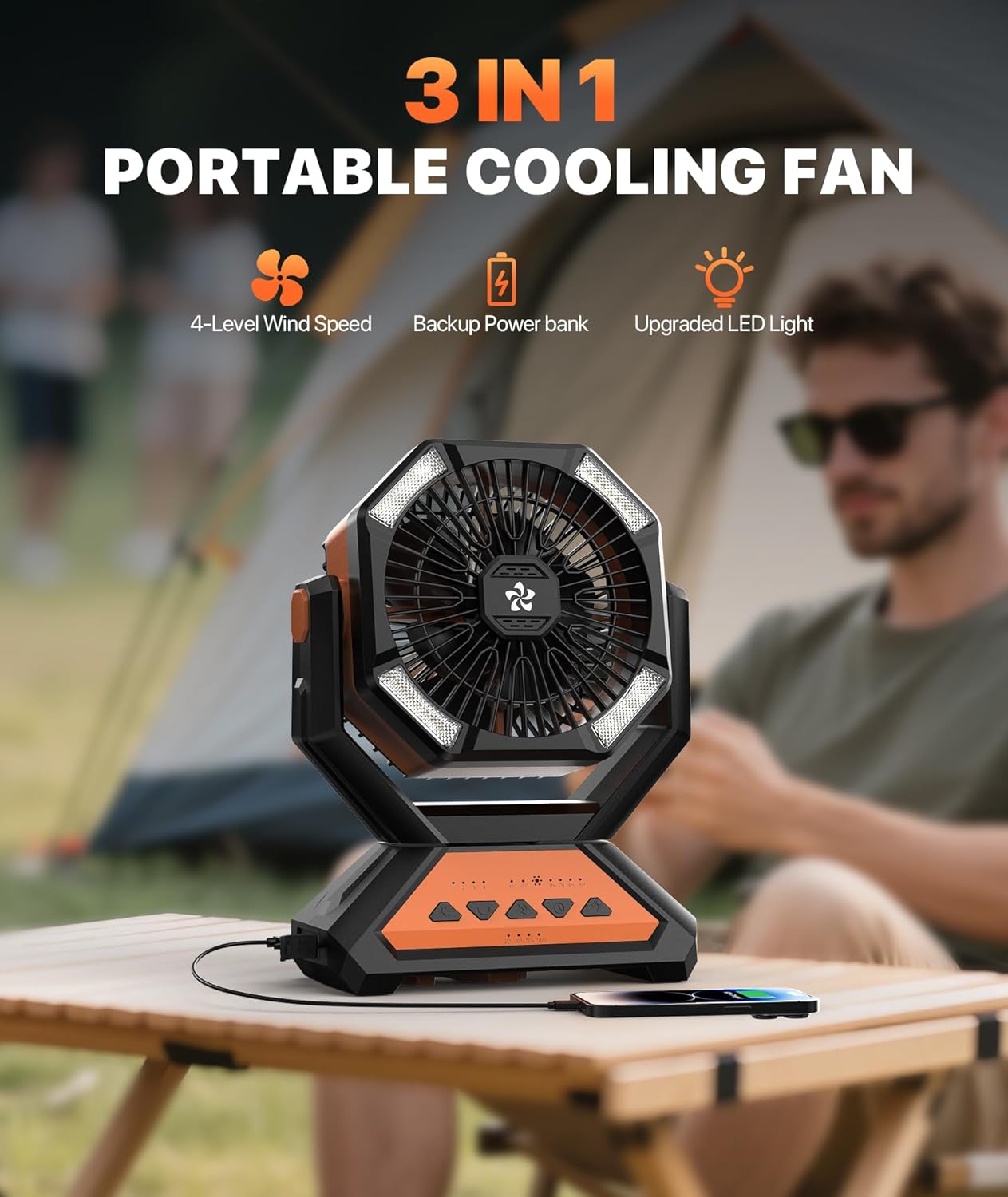 Portable Misting Fan-Camping Fans for Tents, 20000mAh Battery Powered Fan