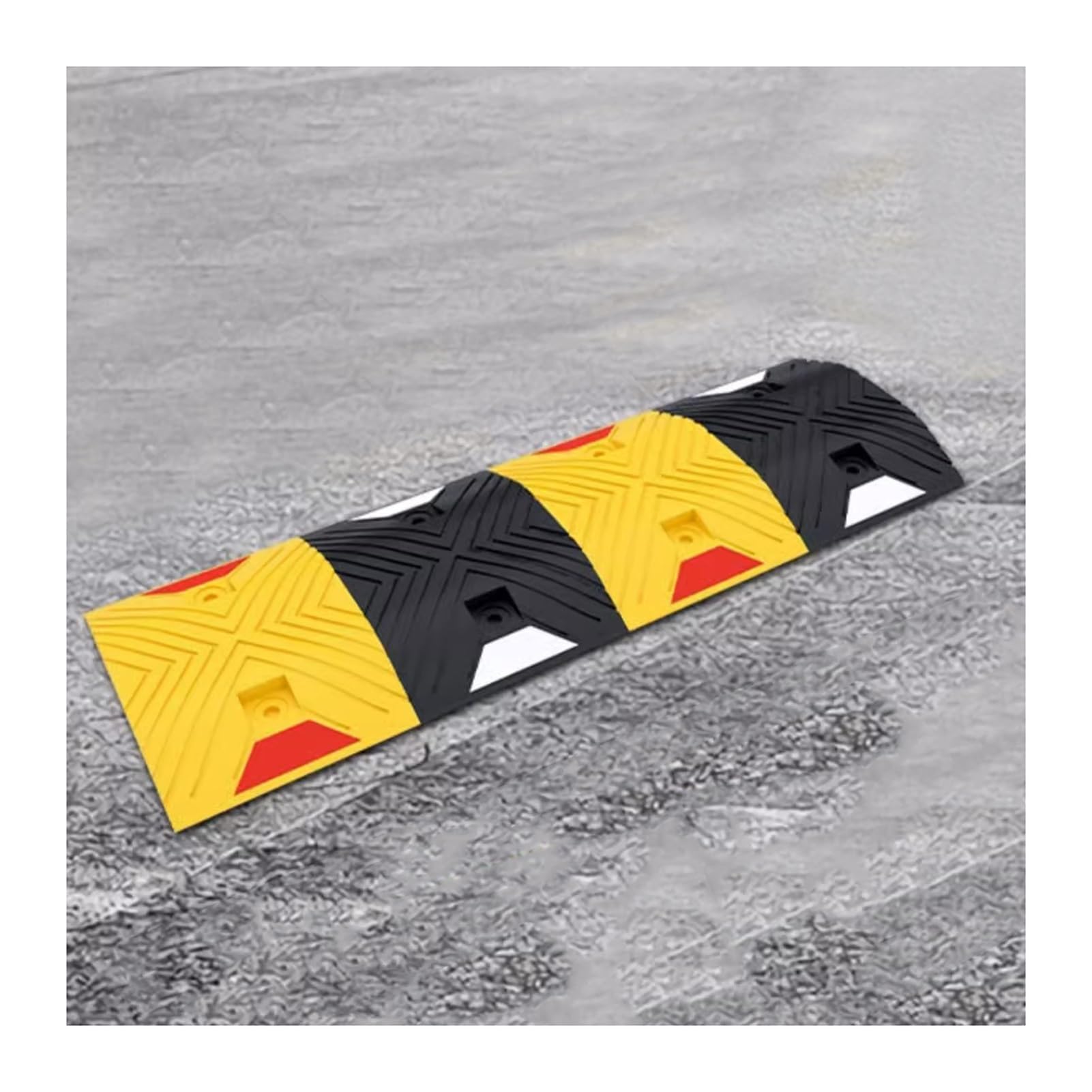 Rubber Traffic Ramps Road Bumps,Modular Humps,High Reflective Yellow Strip,for Asphalt Concrete