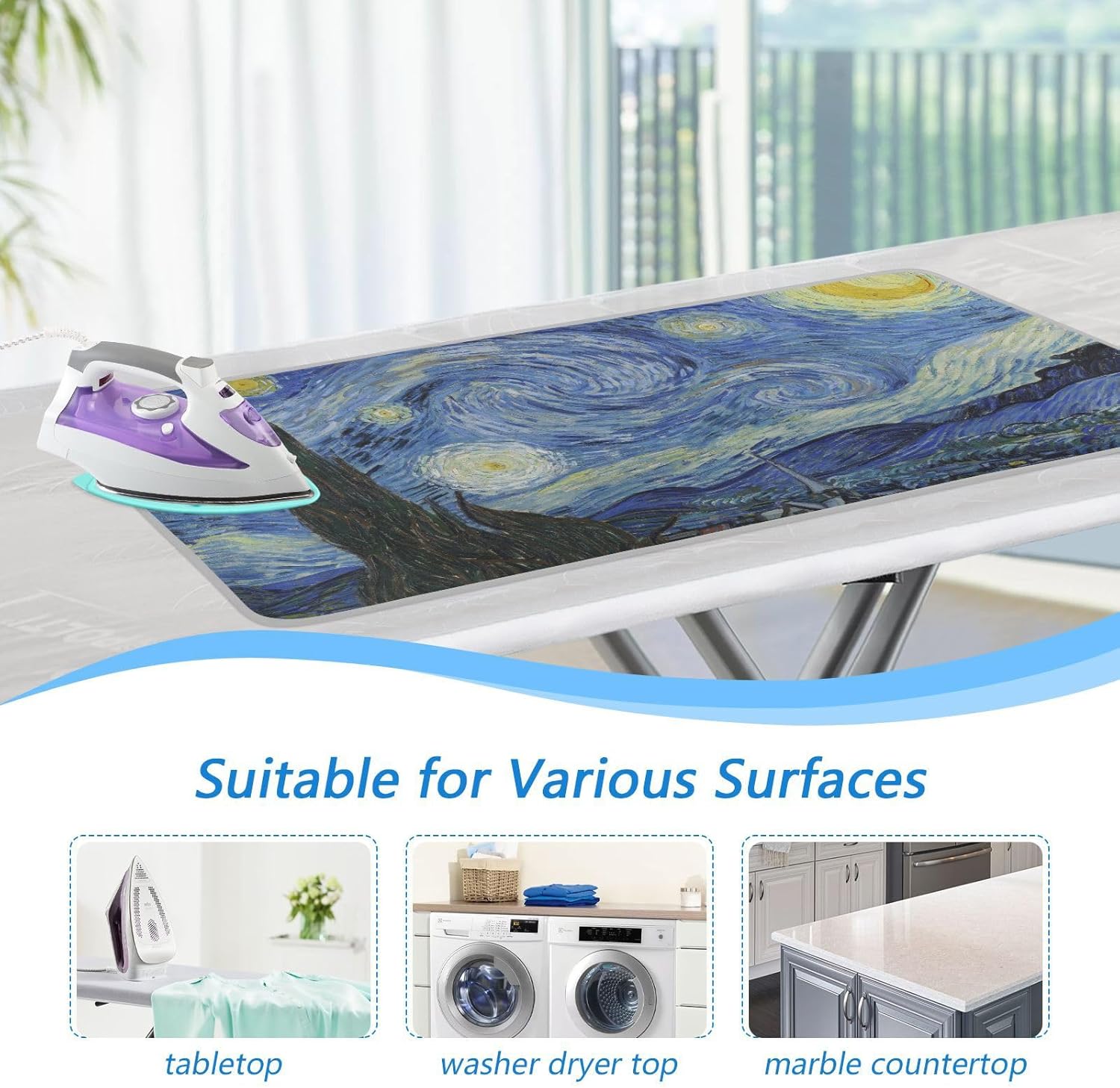 Ironing Mat &Pad Magnetic Heat Resistant Pads Portable Travel Ironing Blanket Ironing Board Covers 27.6x47.2Inches Starry Night10