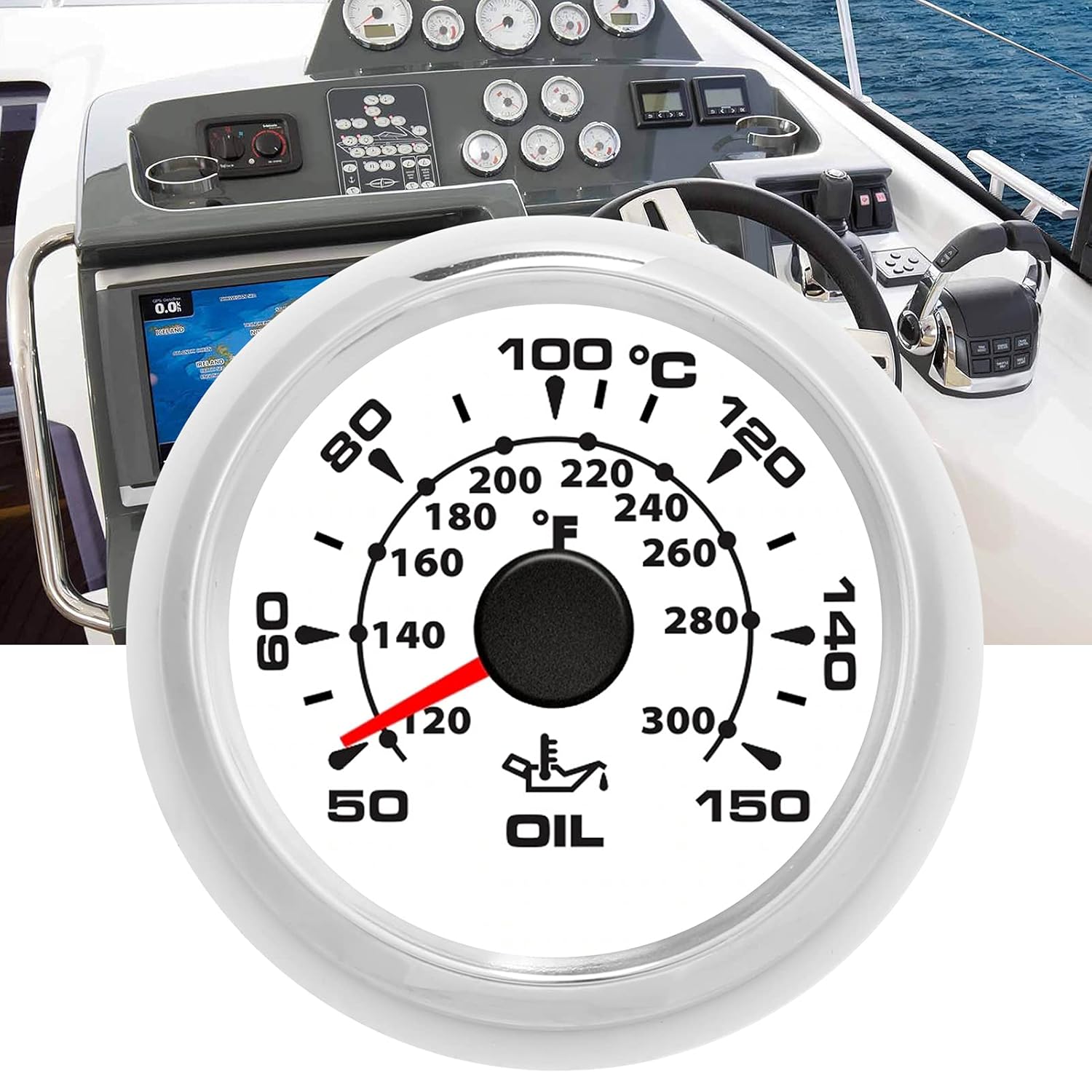 2in Digital Oil Temperature Gauge, 361-19Ohm, 50-150℃, 8 Colors Backlight, IP67 Waterproof - Stepper Motor Accuracy, Durable Stainless Steel Bezel, Suitable for Vehicle and