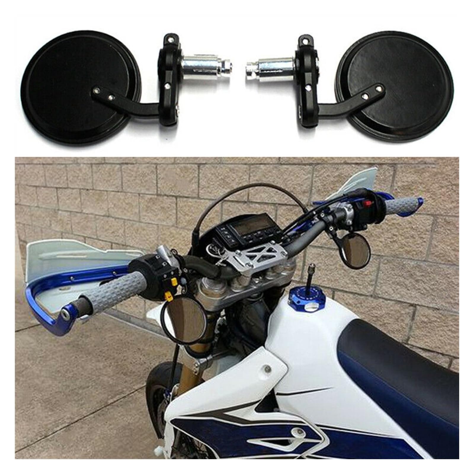 Motocicleta Retrovisores Espejo Retrovisor Para Motocicleta, Espejos Retrovisores Para Motocross, Rotación De 360 ​​grados, Espejo Elíptico Redondo Ajustable, 2 Unids/par Espejos Motocicleta Laterales