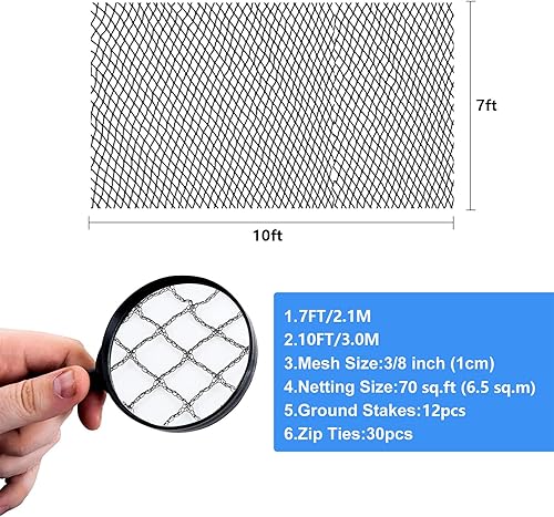 Miniatura 10 de Red de estanque, red de estanque de 14 x 14 pies, red de estanque resistente para estanques koi, kit de red de malla fina para jardín, piscina, para