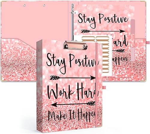 Lateefah Carpeta de 3 anillas carpeta de anillos redondos de 1 pulgada con 5 separadores de pestañas bonitas carpetas de portapapapeles con 2