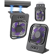 3-in-1 Mount Ultra Thin Magnetic Fan with LED Display, Portable Foldable Cruise Travel Desk Fan, 4 SPeed Rechargeable wall Fan for Kitchen Bathroom Ship Cabin Gym Office Bedroom - Grey