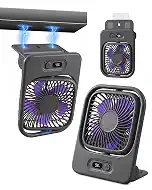 Usb Desk Fan with Magnetic Base, Portable Fan for Cruise Ship Cabin, Mini Personal Rechargeable Fan for Travel, 3000 Mah Battery Powered Thin for Office Bedroom Dorm Kitchen Table, Gray