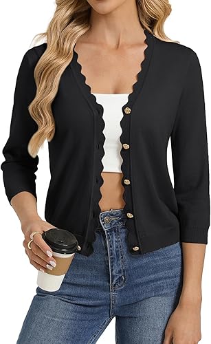 GRACE KARIN Women's 3/4 Sleeve V Neck Button Down Lightweight Cardigan Sweater Open Front Dressy Shrugs Spring Fashion - 63% off