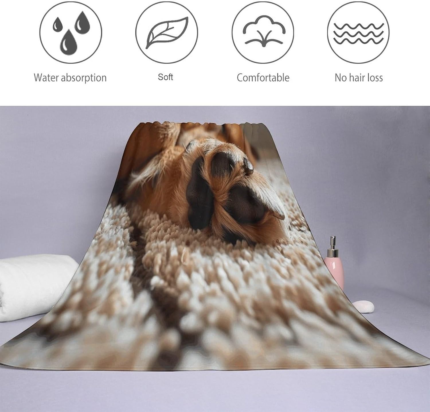 Christmas Towel, Brown Dog Hand Printed Fashion Towel,Portable Towel,Durable Towel