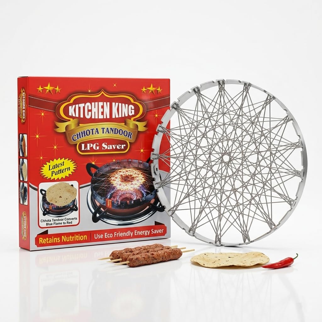Kitchen King Chhota Tandoor LPG Saver, Stainless Steel Grill Roaster for Roti, Papad, Vegetable and Chicken, Uniform Heat Cooking Accessory for Kitchen, Pack of 1-image-17