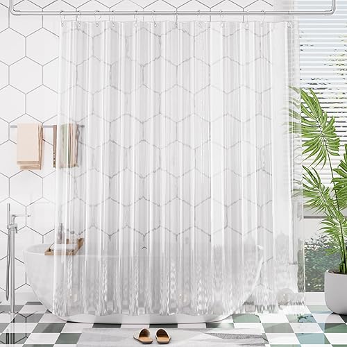 Vista 37 de AmazerBath - Cortina pequeña de plástico transparente para ducha, 36 x 72 pulgadas, de alta resistencia, gruesa, de acetato de vinilo polietileno