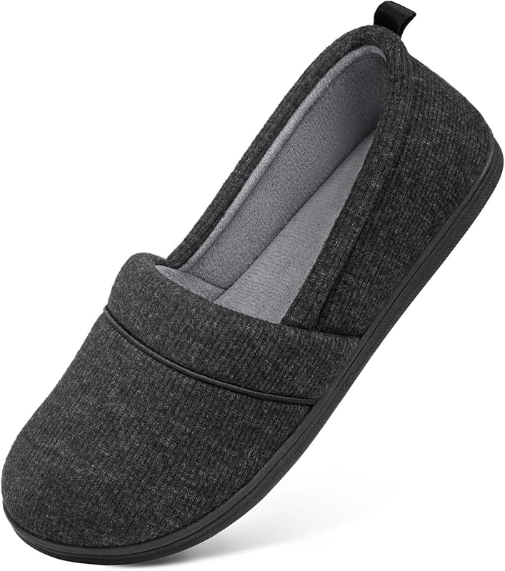 HomeTop Women's Comfy Loafer Slippers Memory Foam Non-slip House Shoes | Indoor, Lightweight, Comfy, Soft terry lining, Cozy, Rubber sole, Machine washable, Outdoor
