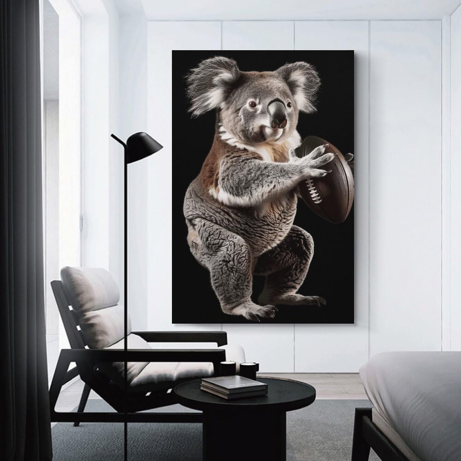 Junmoney Wall Decor Canvas Print Koala American Football, 24x36inch(60x90cm), for Sofa Walls, Lounge Or Home Corners, Modern Wall Decor for Cosy Interiors