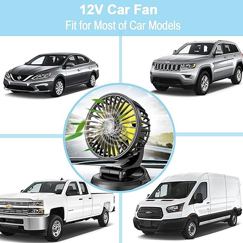 Miniatura 6 de Ventilador de auto portátil de 12 V, ventilador de refrigeración automática de 360 grados, ventilador eléctrico de viento fuerte para ventiladores