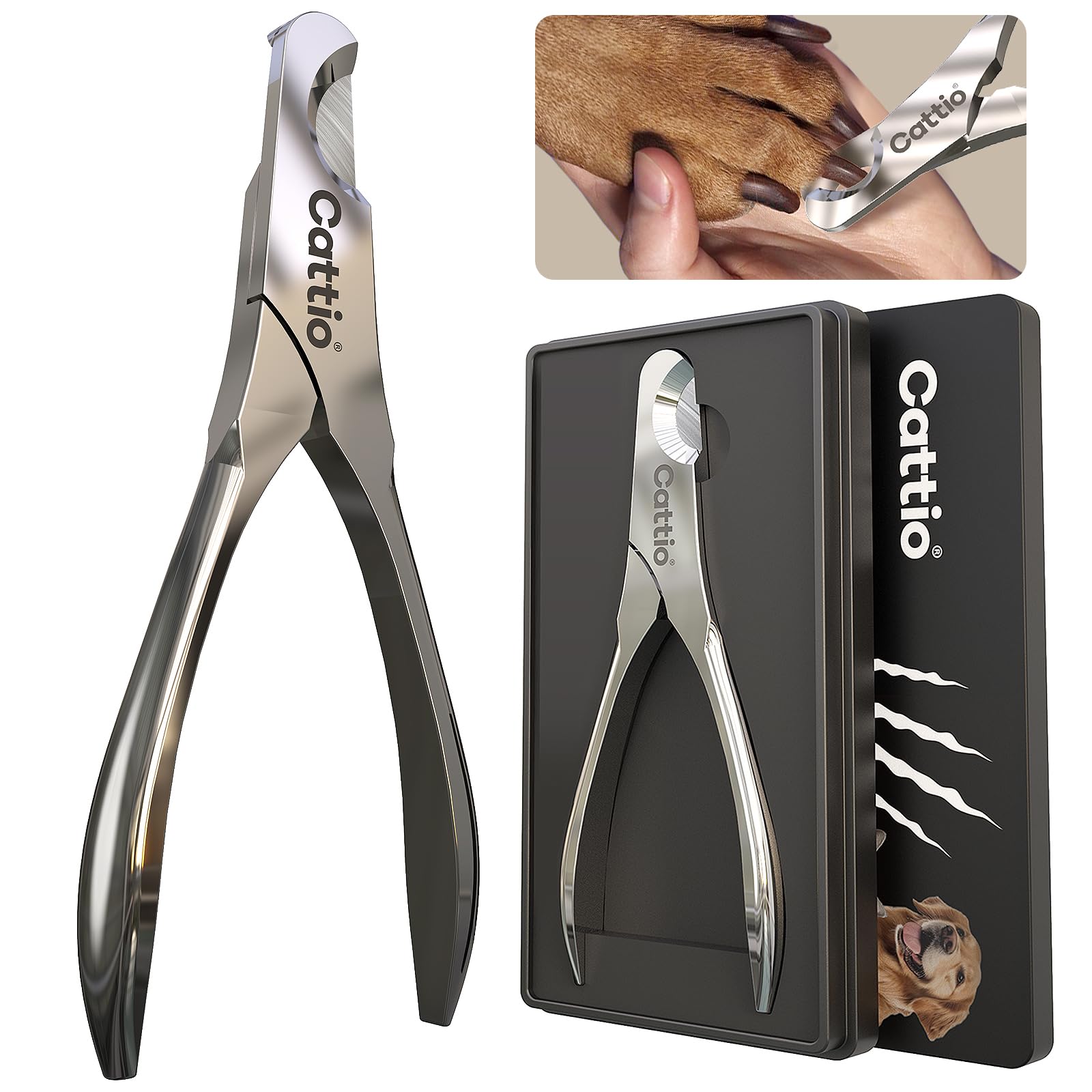 Cattio Dog Nail Clippers - All Steel Material, Built-in Spring,Heavy Duty Dog Nail Trimmer Full Metal Razor Sharp Professional for All Dogs Cats with