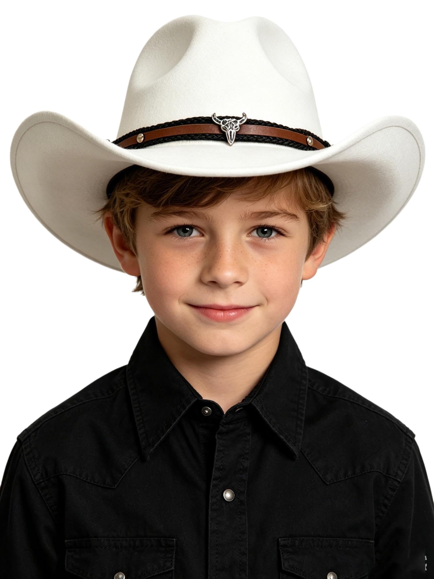 Yruioon Kid Fur Felt Cowboy Hat Field Production Time Shoot White One Size