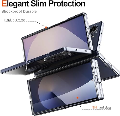 Miniatura 19 de Foluu Funda transparente para Samsung Galaxy Z Fold 5 con protector de pantalla frontal integrado, resistente a los arañazos, carcasa protectora
