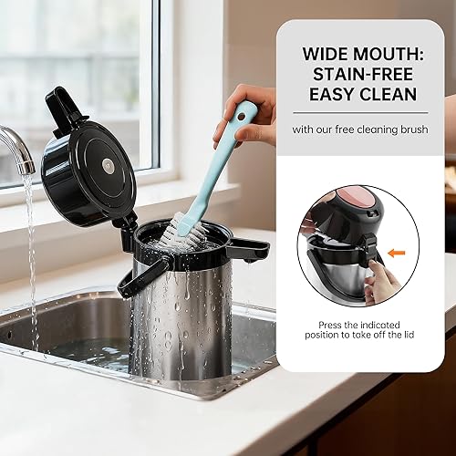 Miniatura 37 de Jarra térmica de café de 2L/68 onzas, doble pared al vacío de acero inoxidable 304, termo aislado de acero inoxidable, 24 horas mantiene el Negro