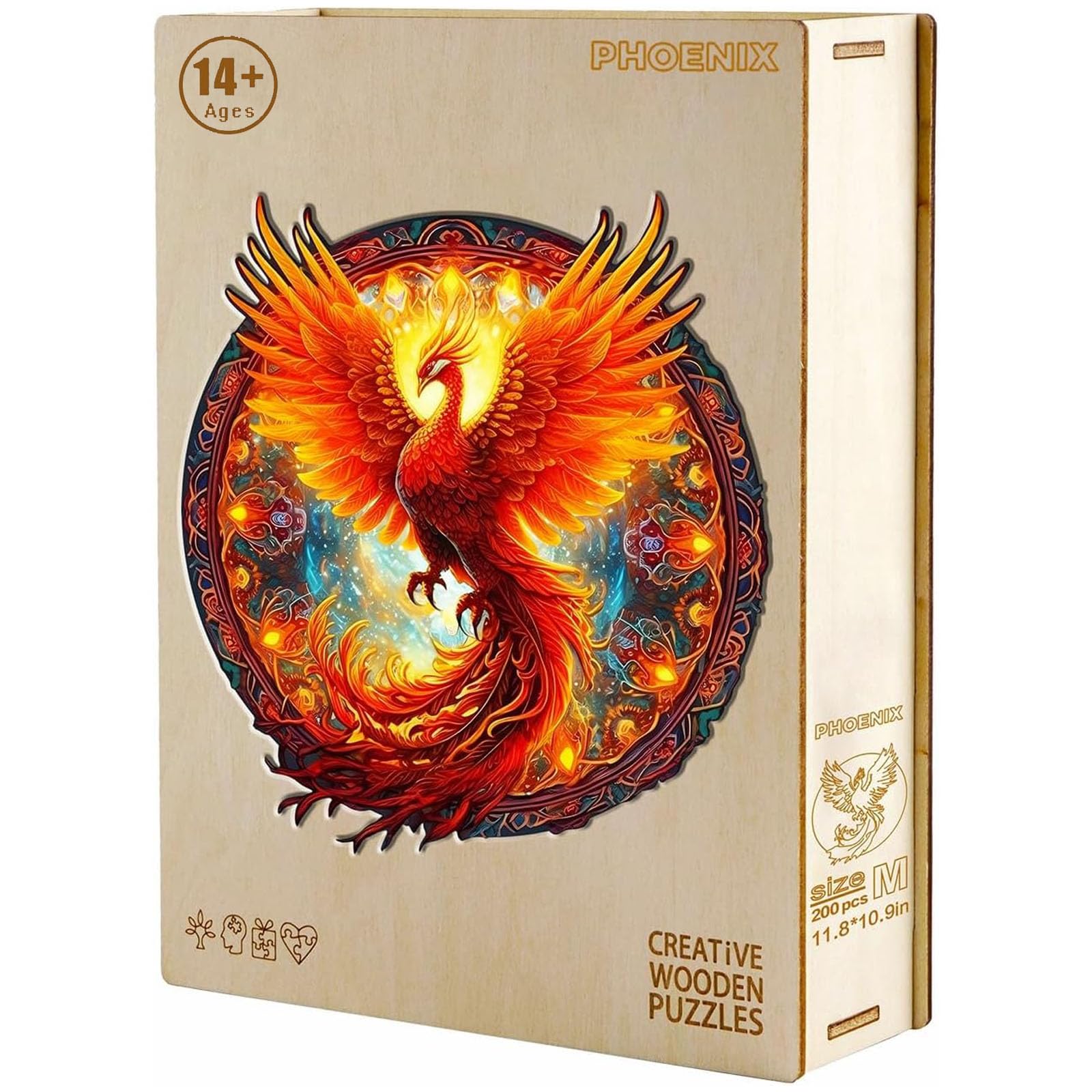Holzpuzzle Erwachsene 680 Stück, Phönix Holz Puzzle, Holzpuzzle Einzigartige Tierform Puzzleteile, Puzzle aus Tierteilen, Puzzle Holz Erwachsene mit Geschenkbox aus Holz(XL-21.6 * 20in)