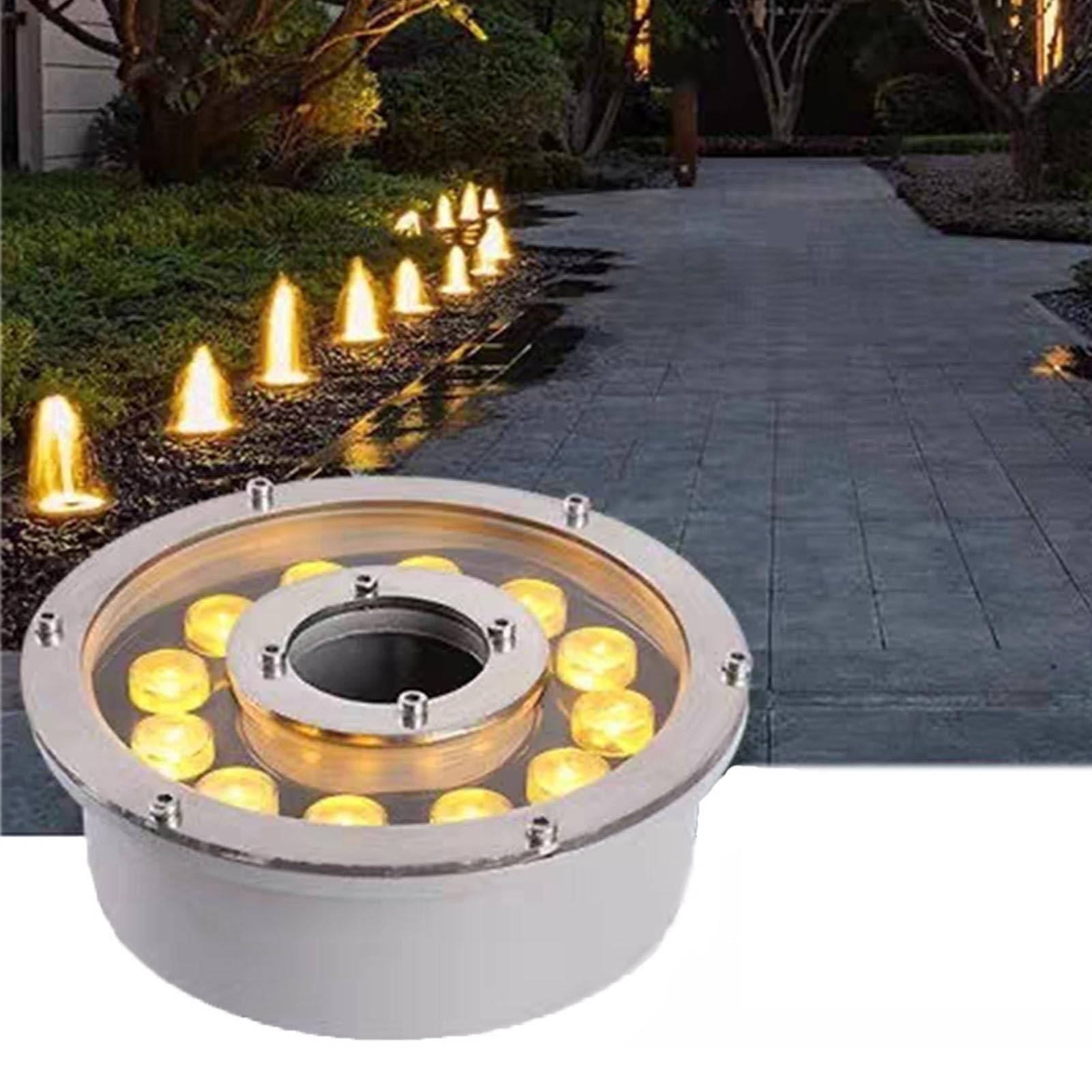 Zatapialne oświetlenie fontanny LED - pierścień świetlny LED - lampa basenowa LED, wodoodporne oświetlenie basenowe z centralnym otworem IP68 12 V, centralny otwór podwodne oświetlenie krajobrazu