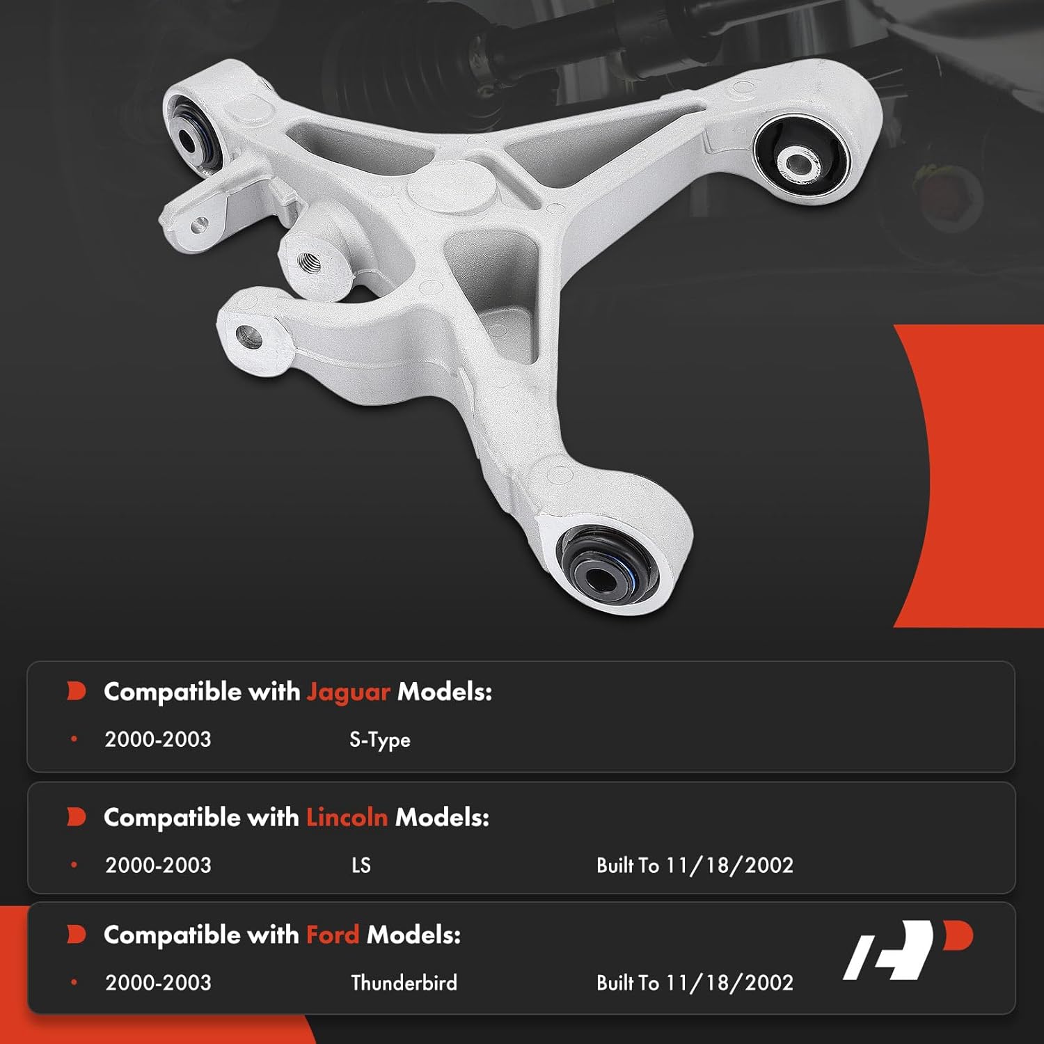 A-Premium Rear Right Lower Control Arm, with Bushing, Compatible with Ford Thunderbird 2002-2003, Lincoln LS 2000-2003, Jaguar S-Type 2000-2003