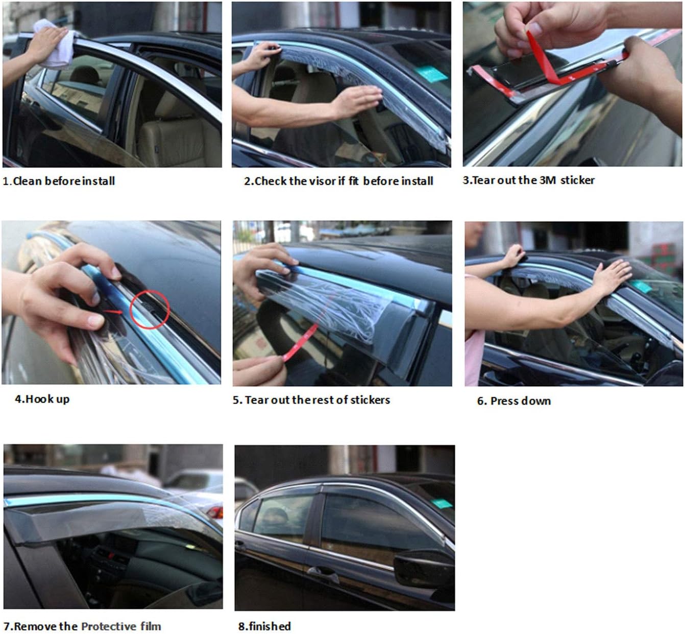 Window Visors Compatible with 13-18 Altima 4-Door Sedan 4pcs Smoke Tint With Chrome Trim Outside Mount Tape On/Clip On Style PVC Sun Rain Guard Vent