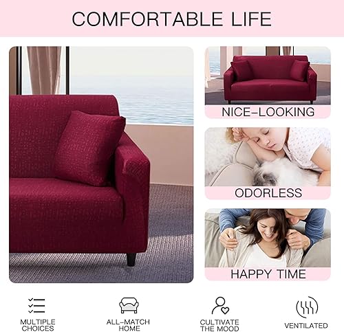 Miniatura 4 de HOTNIU Funda elástica para sofá de 3 plazas con estampado a cuadros, protector antideslizante de muebles con parte inferior elástica y una funda de