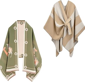 Scarf for Women Pashmina Shawl Wrap & Soft Open/Cross Front Poncho Cape