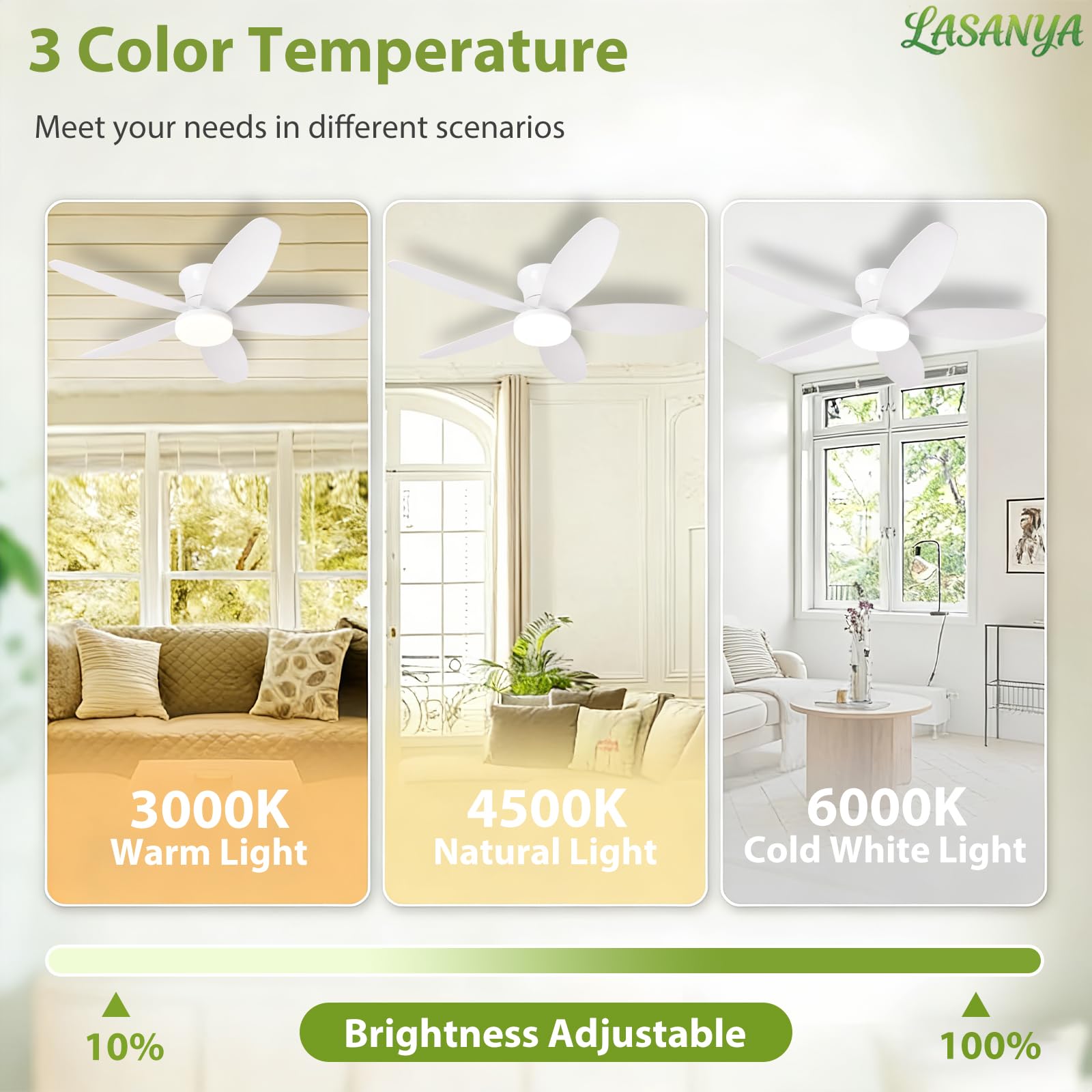 100cm 5 Flügel Deckenventilator mit Beleuchtung und Fernbedienung