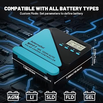 40A Solar Charge Controller, 12V/24V MPPT Controller for RV, Boat, Cabin