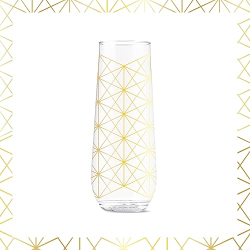 Miniatura 3 de TOSSWARE POP - Juego de 6 copas de champán con estampado de flauta lineal de 9 onzas, calidad premium, reciclables, irrompibles y de plástico