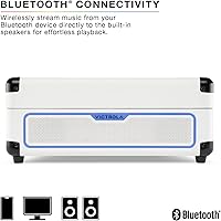 Vista 7 de Victrola Journey Glow - Tocadiscos de maleta iluminada - 18 efectos de luz RGB, altavoces estéreo con graves mejorados, transmisión Bluetooth, Blanco