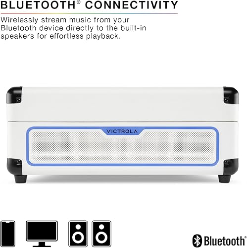 Miniatura 7 de Victrola Journey Glow - Tocadiscos de maleta iluminada - 18 efectos de luz RGB, altavoces estéreo con graves mejorados, transmisión Bluetooth,