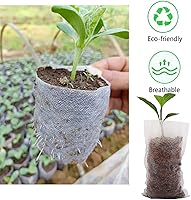 Vista 5 de Tarklanda 100 bolsas de cultivo, biodegradables no tejidas para plantas, bolsas de tela para plantas de semillero, bolsas para plantas y jardín