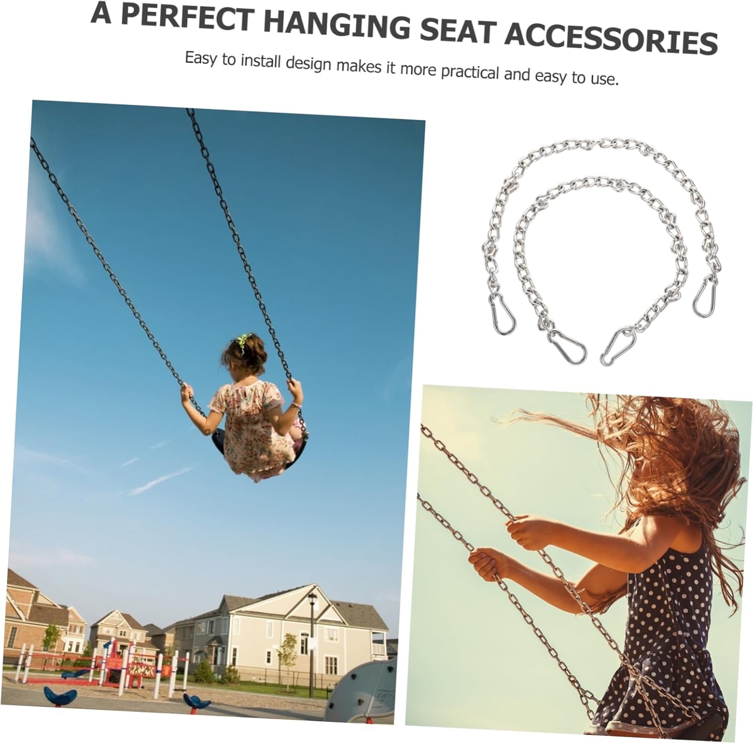 2pcs Stainless Steel Swing Rope Steel Load-Bearing Chain Accessories for Outdoor Swing