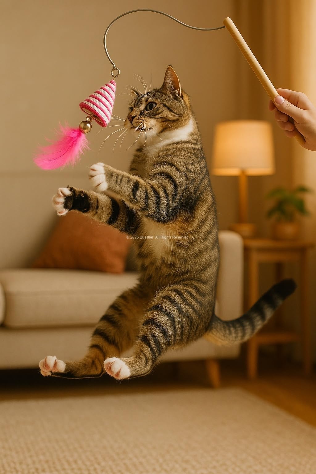 Busstier Koni Uçlu Kedi Oltası Dayanıklı Esnek Saplı Oyuncak Kediler İçin Etkileşimli Tüylü Oyun Çubuğu Kırılmaya Dayanıklı Kedi Egzersiz Oyuncağı