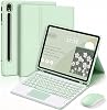 Funda con teclado para Galaxy Tab S10 Lite/S10 FE/S9 FE 10.9"/Tab S9 11", teclas redondas, panel táctil multitáctil, mouse Bluetooth 2.4G, cubierta de teclado Bluetooth inalámbrico desmontable con porta lápiz S Pen, color verde 1