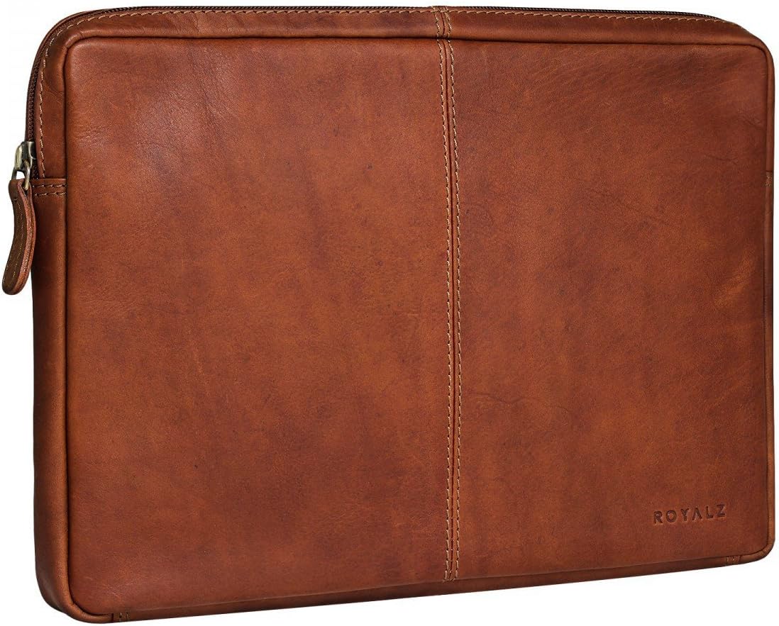ROYALZ Laptop Bag for Acer Chromebook R11 Leather Sleeve Case Bag Wallet Folio Leather Protector Case Cover Retro Vintage Cognac Brown