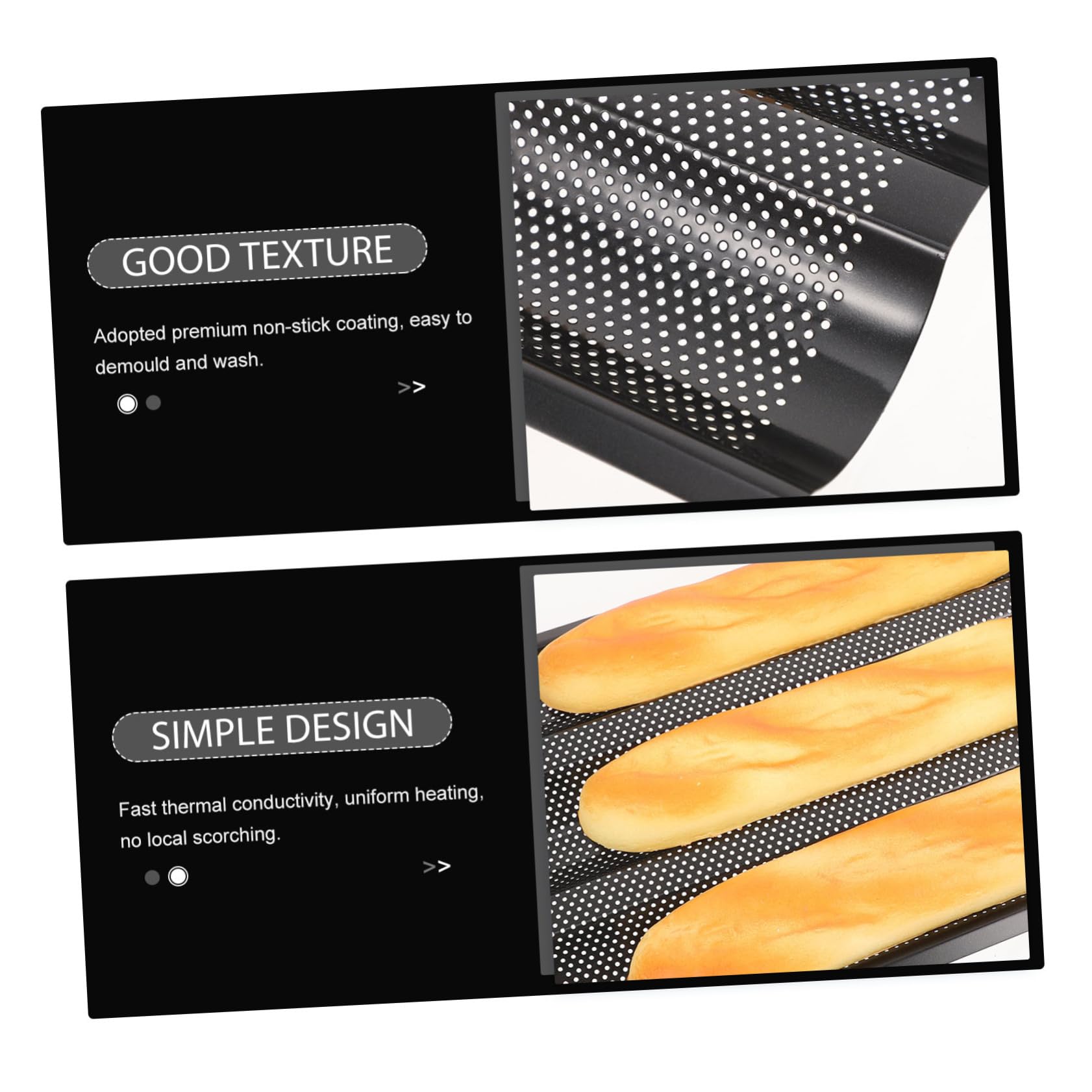 Baguette Backform mit Schlitzen Antihaftbeschichtet Schnelle Wärmeleitung Formstabil für Brotbacken und DIY Backprojekte Küche und Bäckerei