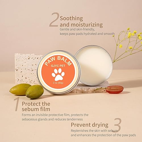 Miniatura 3 de 2 oz (60g) Natural Dog Paw Balm - Organic Lickable Moisturizing Cream for Paws, Snout & Elbows  Heals Dry, Cracked Skin  Vitamin E & Food-Grade