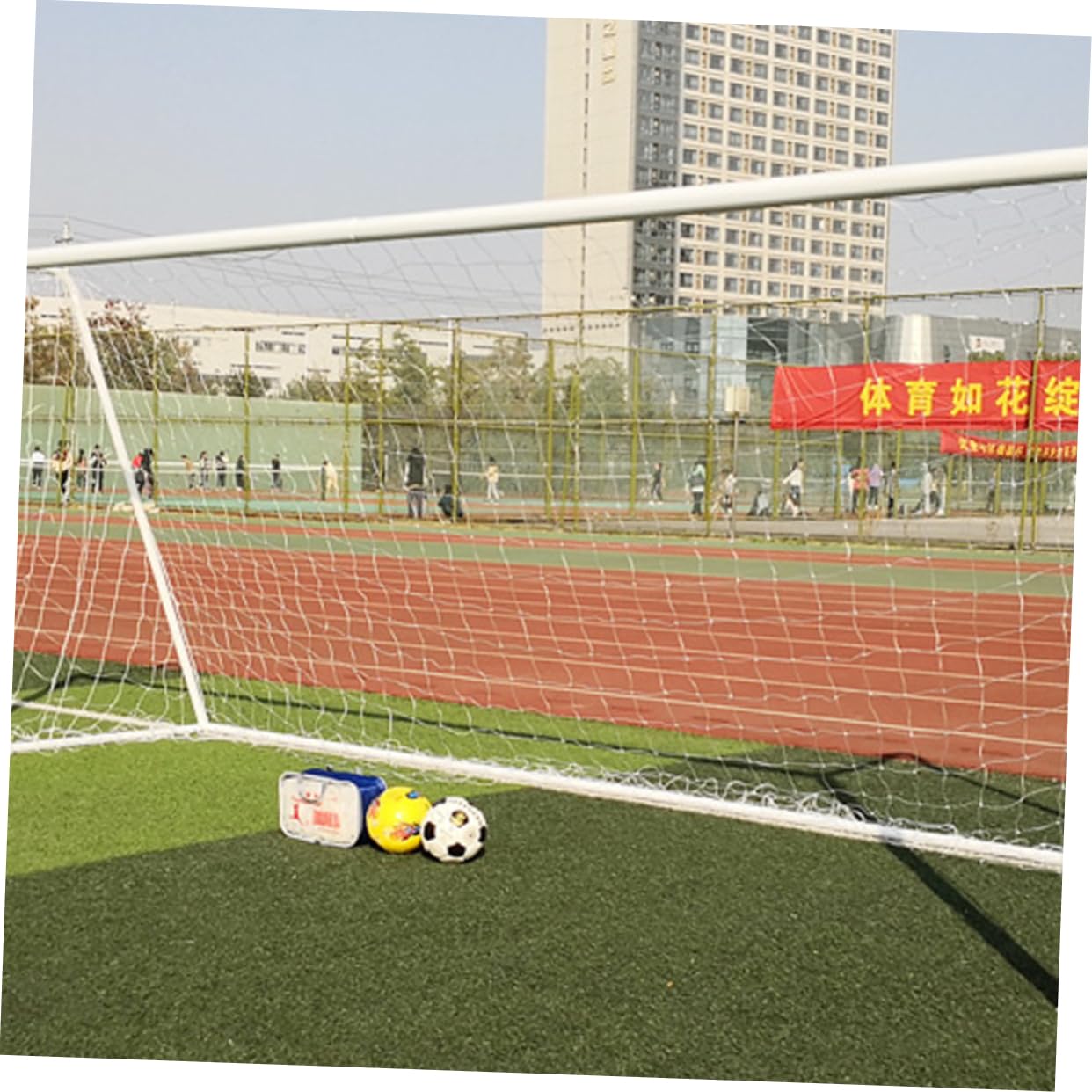 NAMOARLY 5 Person Soccer Goal Replacement Net Durable Sports Training Net for White for Backyard Practice and Youth Teams