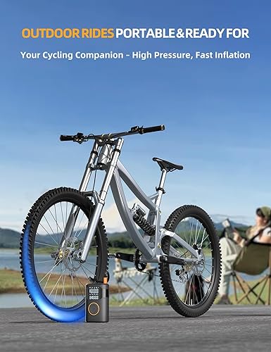 Miniatura 4 de Inflador de neumáticos, compresor de aire portátil, bomba de aire de neumáticos de 150 PSI, 5 veces más rápido con medidor digital, apagado